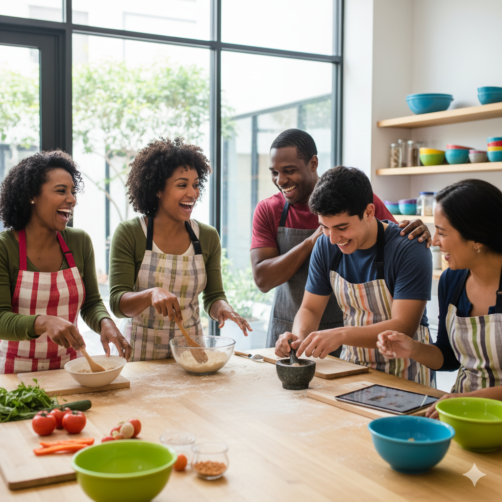 Adults engaging in creative and learning activities at 2nd Home