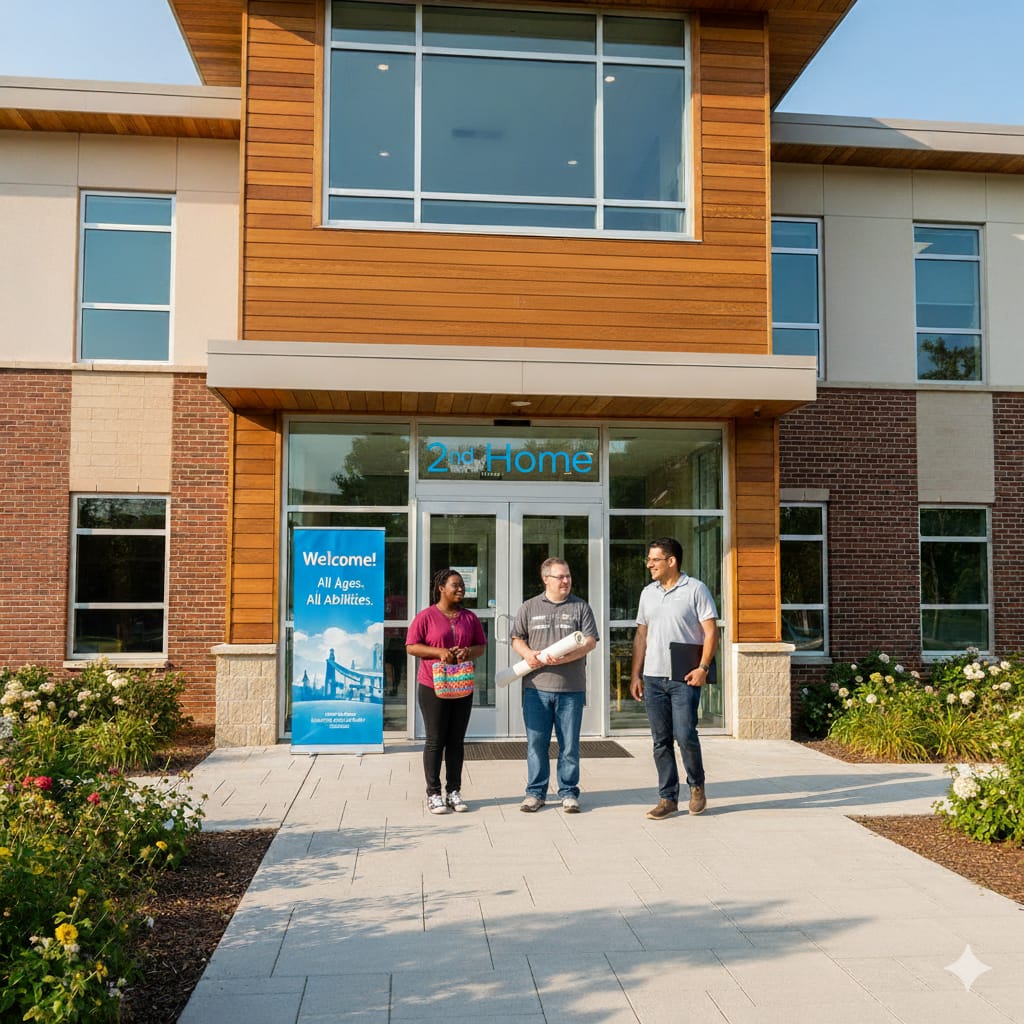 Exterior and welcoming entrance of 2nd Home Day Hab Center